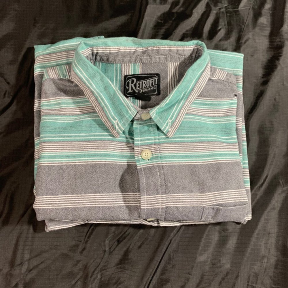 Striped Button Up Short Sleeved Shirt